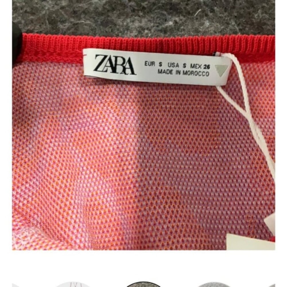 NWT Zara pink orange red retro swirl printed jacquard keyhole halter bodysuit Sm - Picture 5 of 6